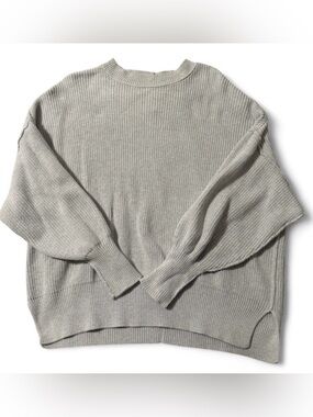aerie Ribbed Crewneck Sweater — Light Gray